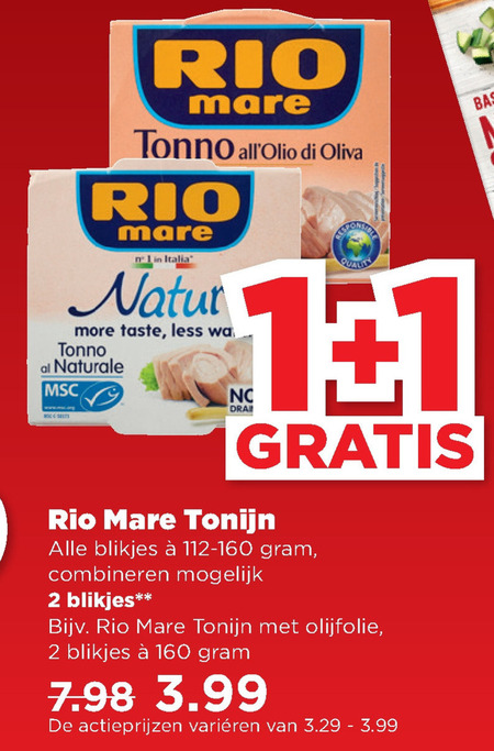 Rio Mare   tonijn in blik folder aanbieding bij  Plus - details