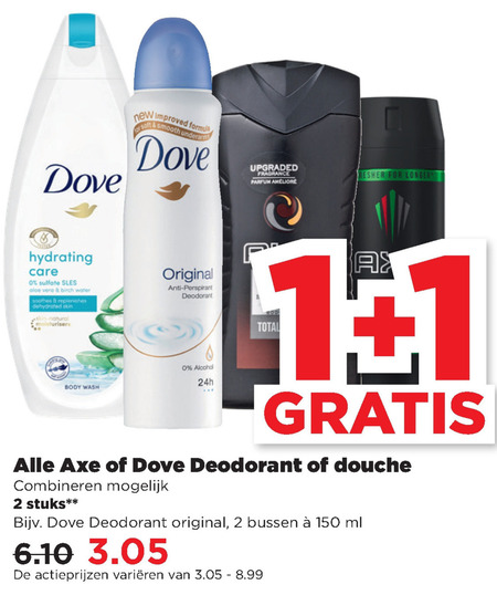 Dove   deodorant, douchegel folder aanbieding bij  Plus - details