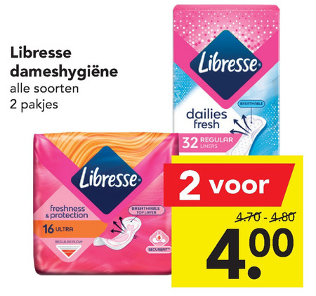 Libresse   maandverband, inlegkruisjes folder aanbieding bij  Deen - details