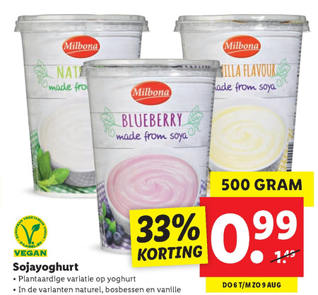 Milbona   soja yoghurt folder aanbieding bij  Lidl - details