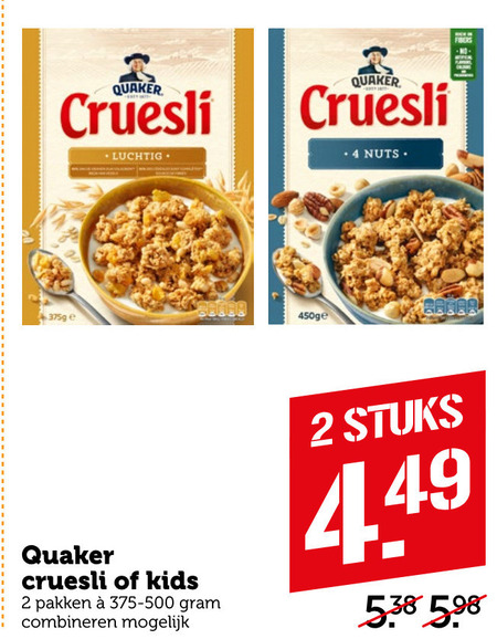 Quaker   cruesli folder aanbieding bij  Coop - details