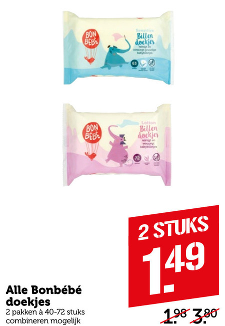 Bonbebe   billendoekjes, gezichtsdoekjes folder aanbieding bij  Coop - details