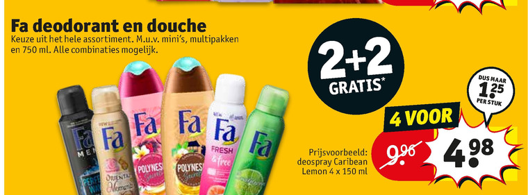 Fa   deodorant, douchegel folder aanbieding bij  Kruidvat - details