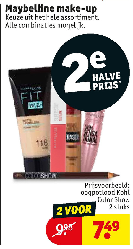 Maybelline   mascara, cosmetica folder aanbieding bij  Kruidvat - details