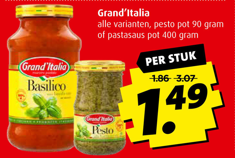 Grand Italia   pastasaus, pesto folder aanbieding bij  Boni - details