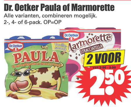 Dr Oetker Paula   kindertoetjes, toetje folder aanbieding bij  Dirk - details