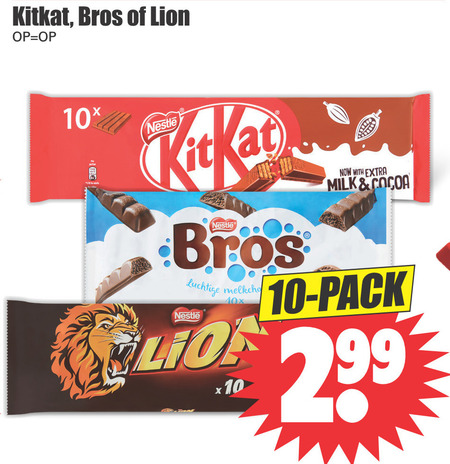 Lion   chocoladereep folder aanbieding bij  Dirk - details