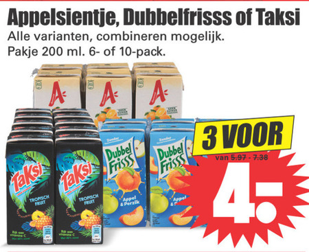 Taksi   fruitdrank folder aanbieding bij  Dirk - details