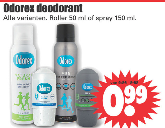 Odorex   deodorant folder aanbieding bij  Dirk - details