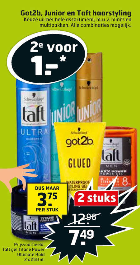 Taft   haargel, hairspray folder aanbieding bij  Trekpleister - details