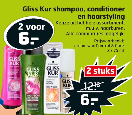 Gliss Kur   haargel, hairspray folder aanbieding bij  Trekpleister - details