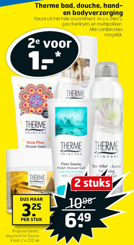 Therme   handcreme, douchegel folder aanbieding bij  Trekpleister - details