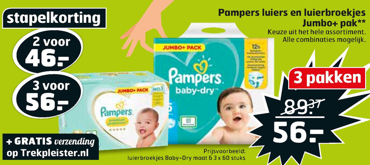 Pampers   luierbroekjes, luiers folder aanbieding bij  Trekpleister - details