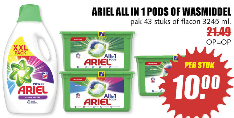 Ariel   wasmiddel folder aanbieding bij  MCD Supermarkt Basis - details