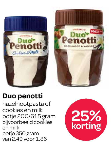 Duo Penotti   hazelnootpasta folder aanbieding bij  Spar - details