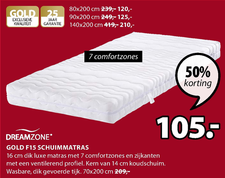 Dreamzone   matras folder aanbieding bij  Jysk - details