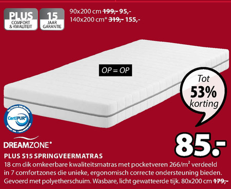 Dreamzone   matras folder aanbieding bij  Jysk - details