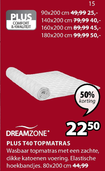 Dreamzone   matrastopper folder aanbieding bij  Jysk - details