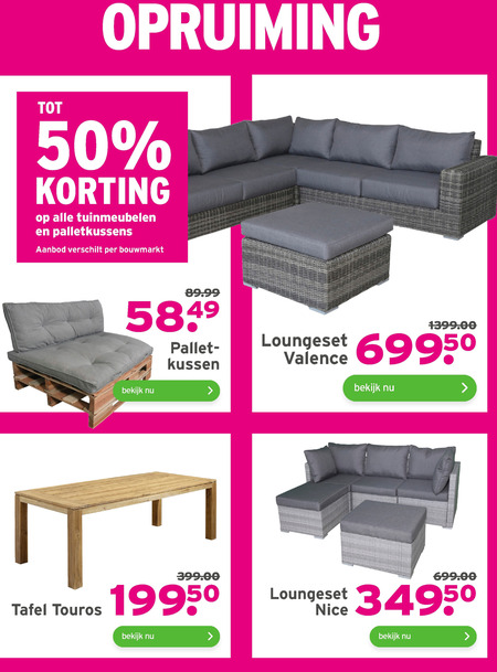 streng Weinig verder opruiming, loungeset folder aanbieding bij Gamma - details