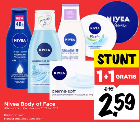 Nivea   gezichtsverzorging, bodylotion folder aanbieding bij  Vomar - details