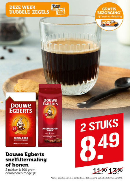 Douwe Egberts   koffiebonen, koffie folder aanbieding bij  Coop - details