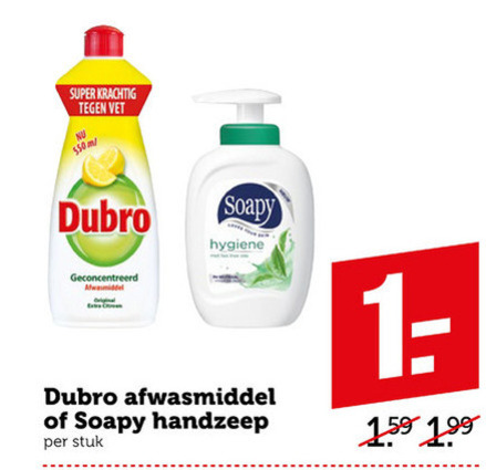 Dubro   afwasmiddel, handzeep folder aanbieding bij  Coop - details