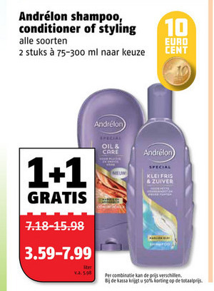 Andrelon   conditioner, haargel folder aanbieding bij  Poiesz - details