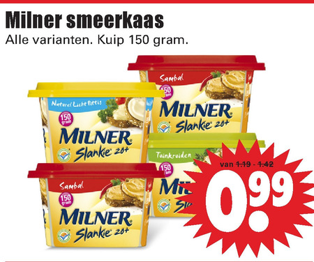 Milner   smeerkaas folder aanbieding bij  Dirk - details