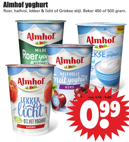 Almhof   vruchtenyoghurt folder aanbieding bij  Dirk - details