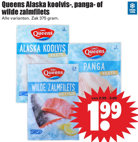 Queens   zalmfilet, koolvis folder aanbieding bij  Dirk - details