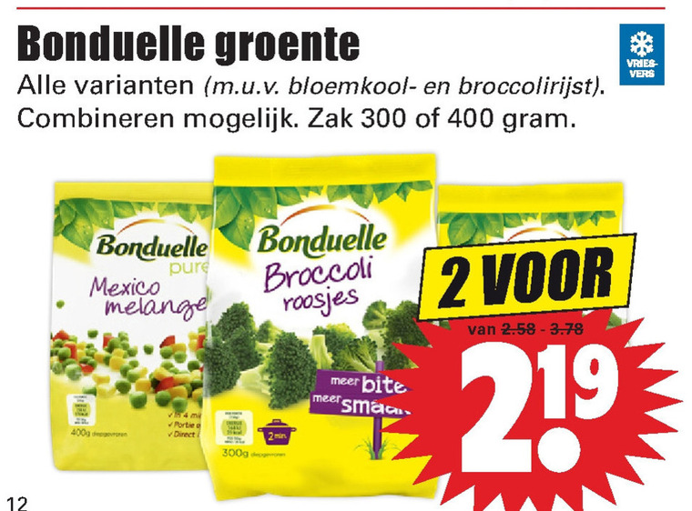 Bonduelle   diepvriesgroente folder aanbieding bij  Dirk - details