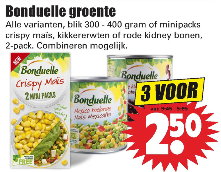 Bonduelle   groenteconserven folder aanbieding bij  Dirk - details