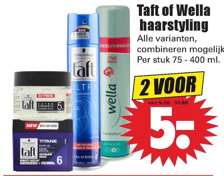 Wella   hairspray, haargel folder aanbieding bij  Dirk - details