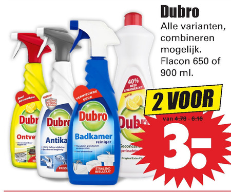 Dubro   ontvetter, badkamerreiniger folder aanbieding bij  Dirk - details