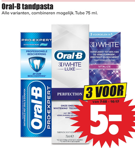 Oral-B   tandpasta folder aanbieding bij  Dirk - details