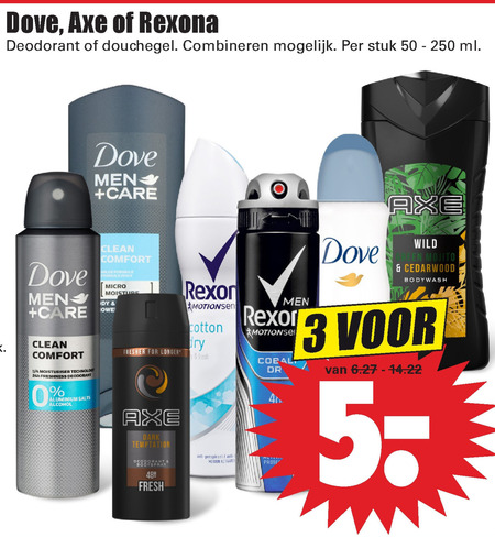 Rexona   deodorant, douchegel folder aanbieding bij  Dirk - details