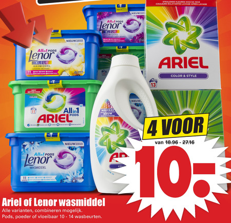 Lenor   wasmiddel folder aanbieding bij  Dirk - details