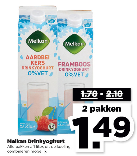 Melkan   drinkyoghurt folder aanbieding bij  Plus - details