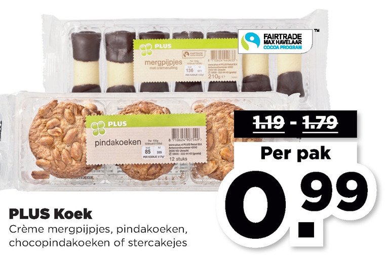 Plus Huismerk   pindakoeken, cakejes folder aanbieding bij  Plus - details