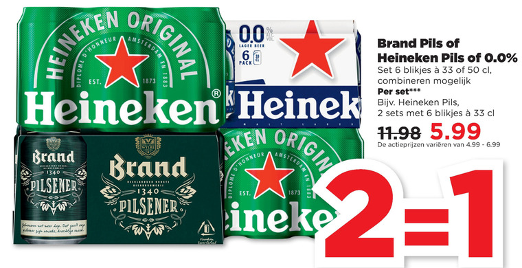 Heineken   alcoholvrij bier, blikje bier folder aanbieding bij  Plus - details