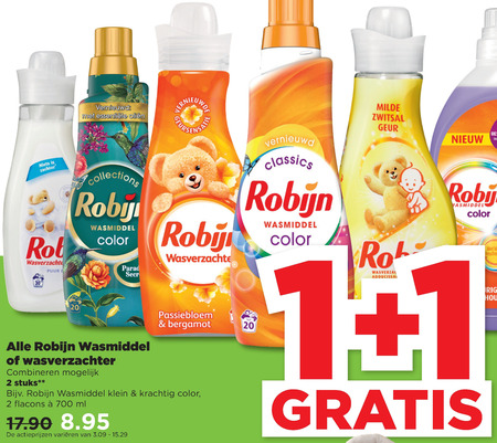 Robijn   wasverzachter, wasmiddel folder aanbieding bij  Plus - details