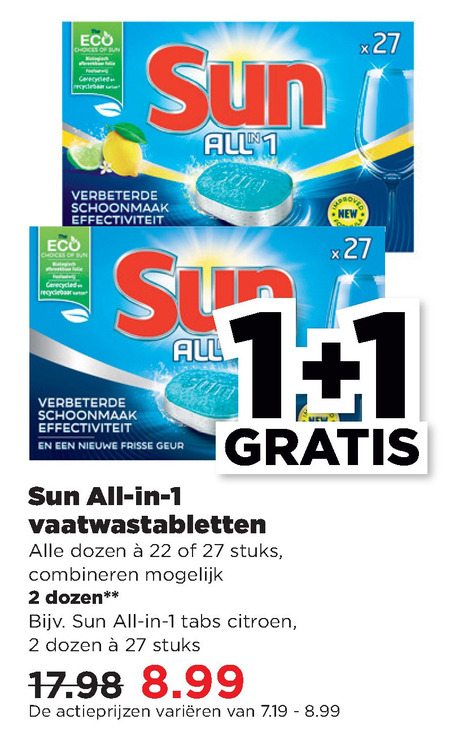 Sun   vaatwasmiddel folder aanbieding bij  Plus - details