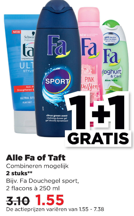 Taft   deodorant, haargel folder aanbieding bij  Plus - details