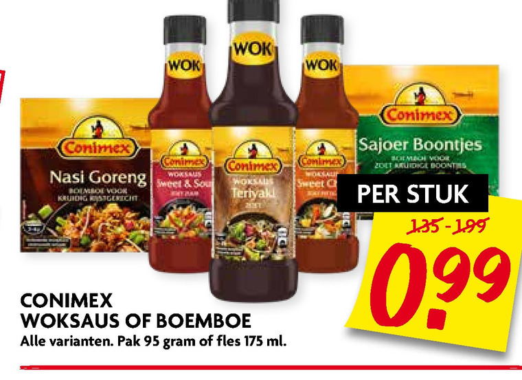 Conimex   woksaus, boemboe folder aanbieding bij  Dekamarkt - details