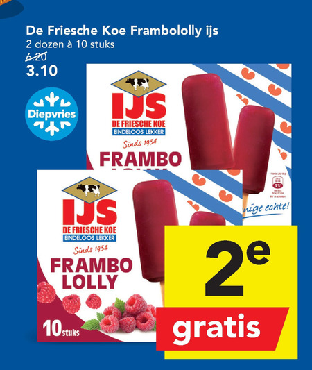 De Friesche Koe   ijslollies folder aanbieding bij  Deen - details