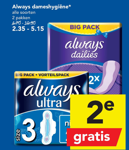 Always   inlegkruisjes, maandverband folder aanbieding bij  Deen - details