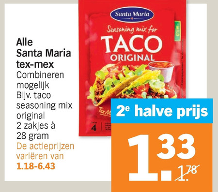 Santa Maria   maaltijdmix, taco folder aanbieding bij  Albert Heijn - details