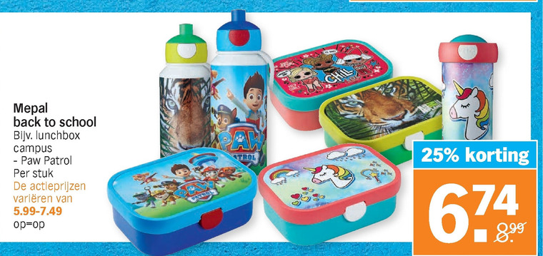 Mepal   schoolbeker, lunchbox folder aanbieding bij  Albert Heijn - details