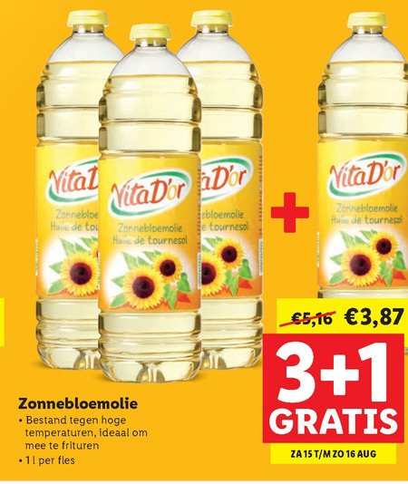 vita dor   zonnebloemolie folder aanbieding bij  Lidl - details