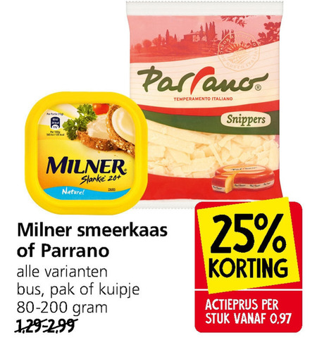 Milner   smeerkaas, geraspte kaas folder aanbieding bij  Jan Linders - details